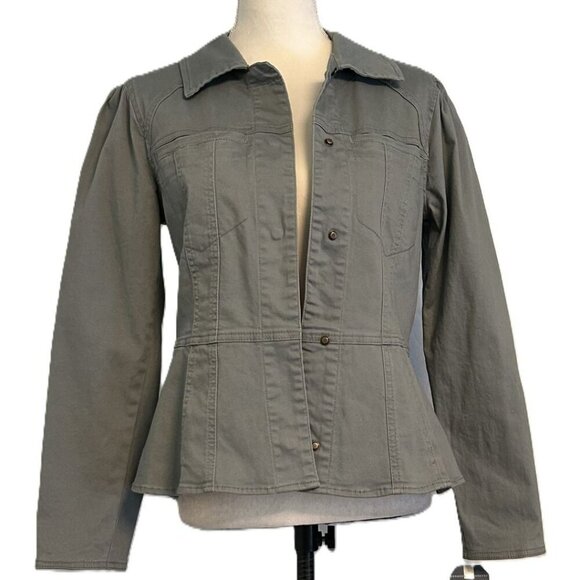 NWT Democracy Long Puff Shoulder Sleeve Peplum Jacket with Hidden Snaps-XS - Picture 1 of 13